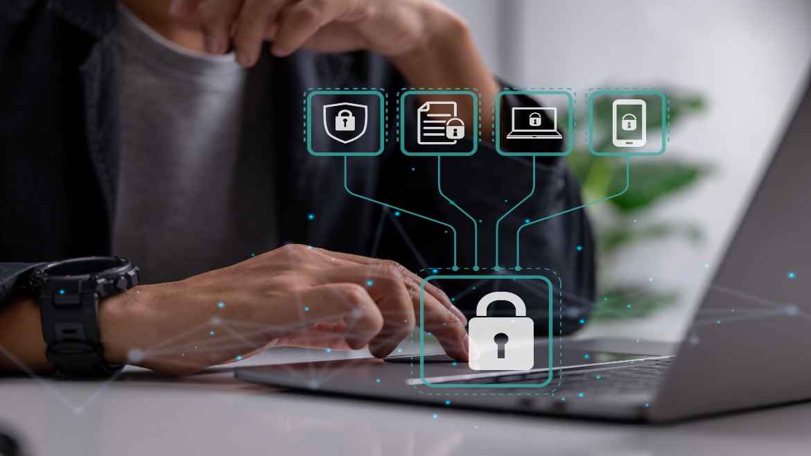 Cybersecurity concept, online data protection and information security.